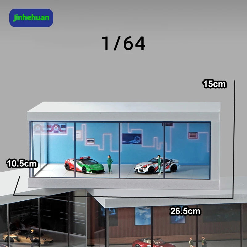 1:64 Scale Diecast Zinc Alloy Model Car Display Casting Toy Simulation Parking Garage for Boys Decoration PVC Acrylic Dust Box