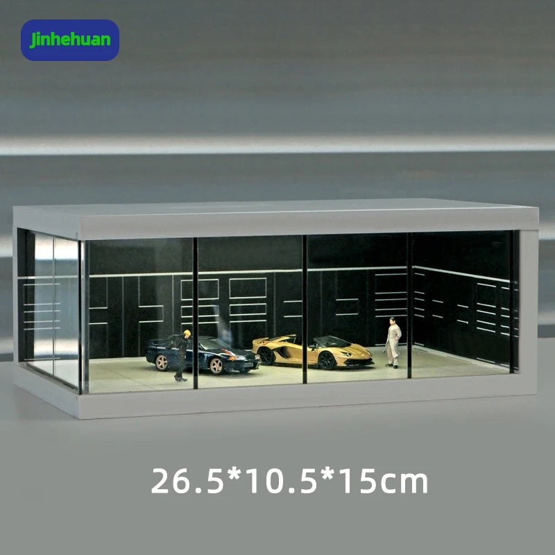 1:64 Scale Diecast Zinc Alloy Model Car Display Casting Toy Simulation Parking Garage for Boys Decoration PVC Acrylic Dust Box