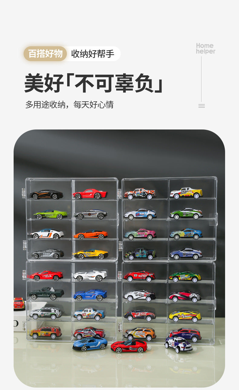 Factory Direct Sales Hot Wheels Toy Parking Space Display Rack Display Cabinet Compartment Transparent Box Car Model Storage Box