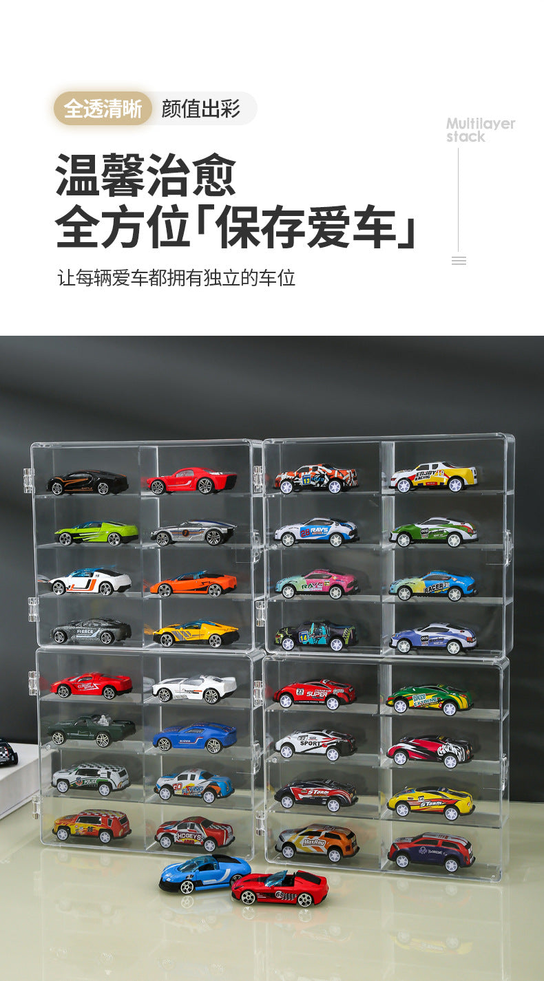 Factory Direct Sales Hot Wheels Toy Parking Space Display Rack Display Cabinet Compartment Transparent Box Car Model Storage Box