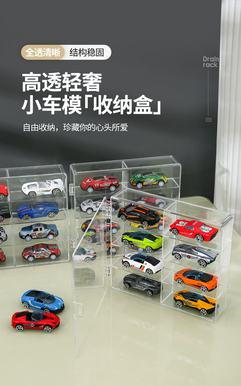 Factory Direct Sales Hot Wheels Toy Parking Space Display Rack Display Cabinet Compartment Transparent Box Car Model Storage Box