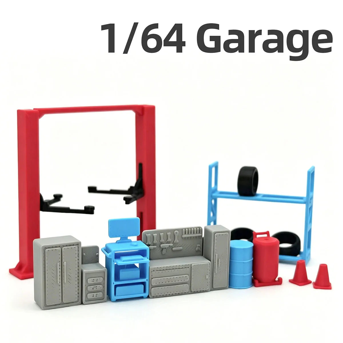 1/64 Scale Garage Diorama, Mini Auto Repair Workshop Scene Model, DIY Desktop Display Decoration, Hobby Craft Accessories
