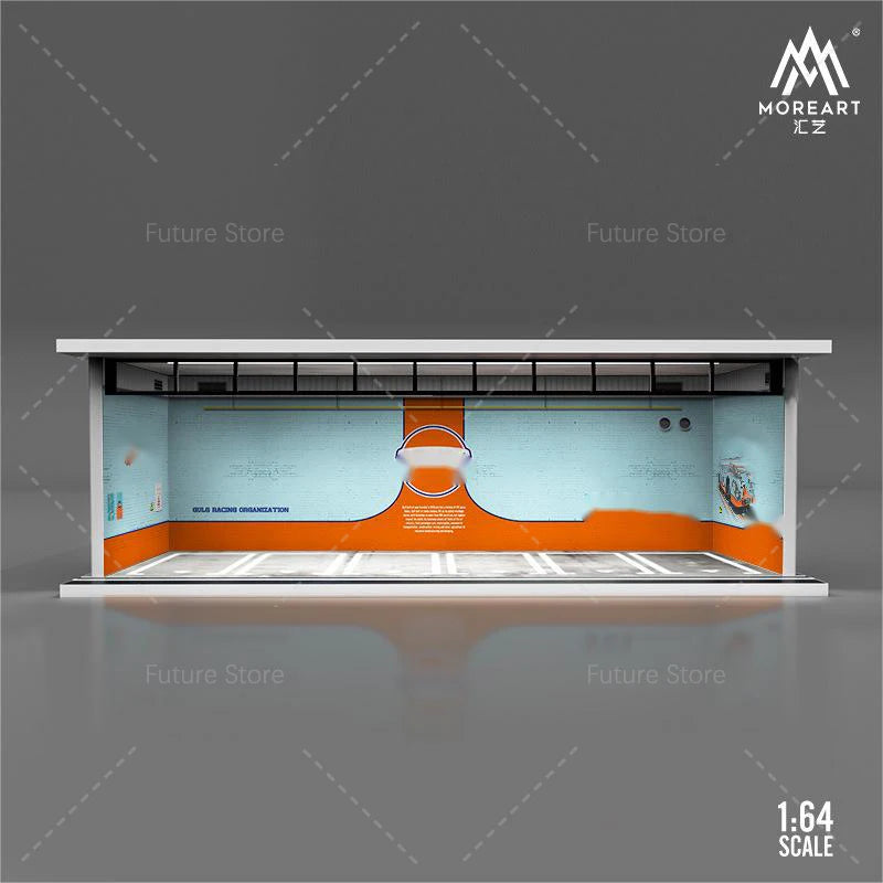 1/64 Scale Diorama Car Garage Model LED Lighting Car Parking Display Cabinet Scene Model Toy Collection Gifts