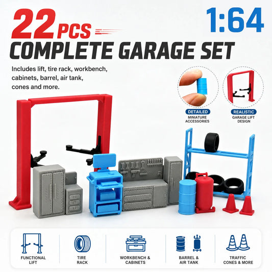1/64 Scale Garage Diorama, Mini Auto Repair Workshop Scene Model, DIY Desktop Display Decoration, Hobby Craft Accessories